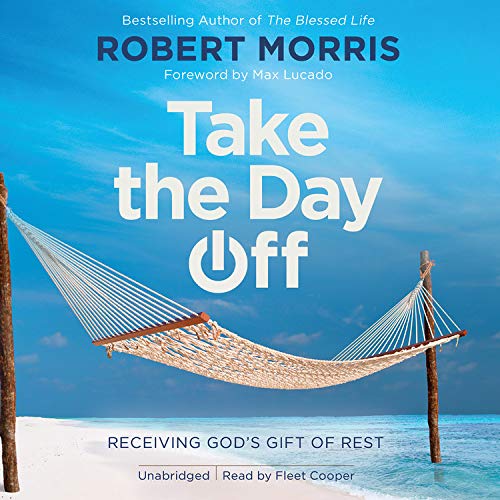 Book cover with a hammock on a beach, titled “Take the Day Off.”