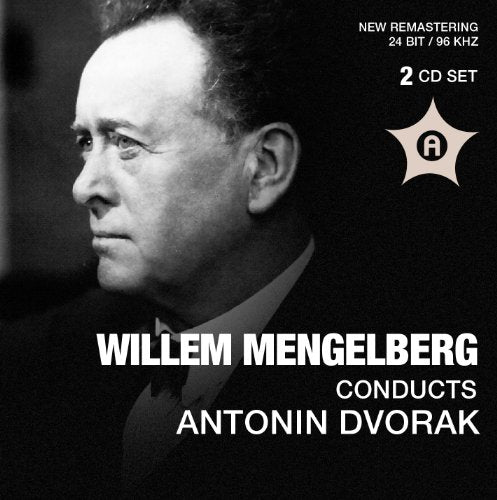 Black and white portrait of Willem Mengelberg, conductor, with text details.