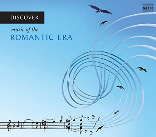 CD cover for “Discover: Music of the Romantic Era” with birds and swirls.
