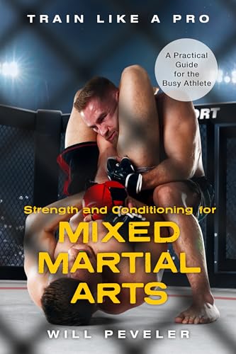 Book cover: MMA fighters grappling, titled "Strength and Conditioning for Mixed Martial Arts".