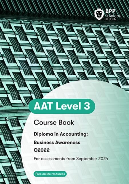AAT Level 3 Business Awareness course book cover with abstract pattern.
