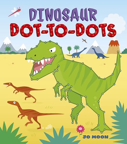 Dinosaur Dot-to-Dots activity book cover featuring a large green T-Rex dot-to-dot puzzle.