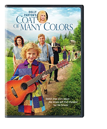 “Coat of Many Colors” DVD cover featuring Dolly Parton and a young girl with a guitar.