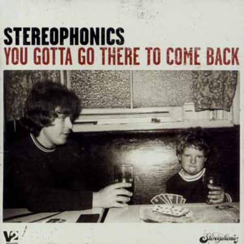 Stereophonics album cover: black and white photo of two people at a table.