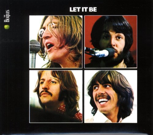 The Beatles’ “Let It Be” album cover featuring four portrait photos.