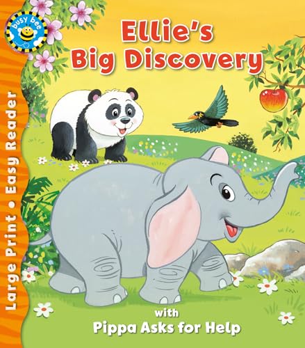Book cover featuring a panda, elephant, and bird in a field.