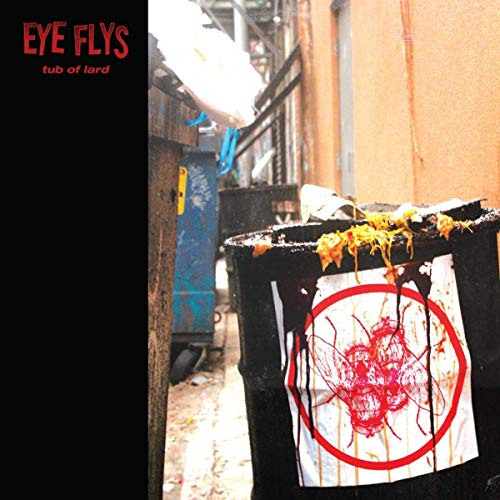 Vinyl album cover: trash-filled alleyway with a fly graphic on a bin.