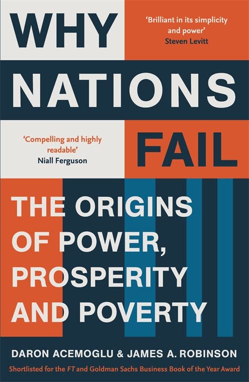 Book cover of Why Nations Fail by Daron Acemoglu and James A. Robinson.
