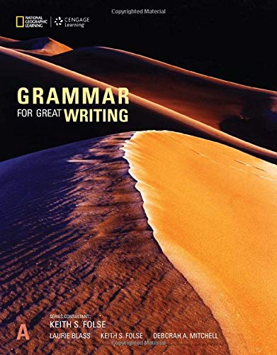 Textbook cover, “Grammar for Great Writing A,” with desert landscape image.