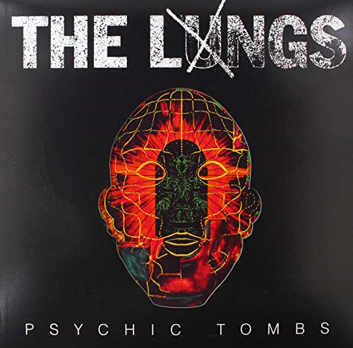 Vinyl record cover for The Lungs’ “Psychic Tombs” featuring a glowing head.
