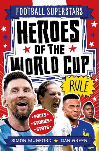 Book cover featuring Lionel Messi, Sam Kerr, and Kylian Mbappé, with "Heroes of the World Cup.
