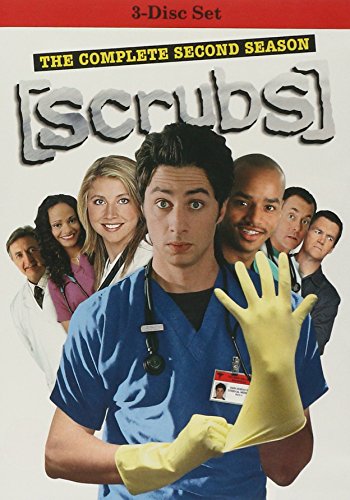 “Scrubs” DVD cover featuring the cast in scrubs, a 3-disc set.
