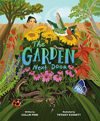 Book cover: colorful garden scene with child, hummingbird, and insects.