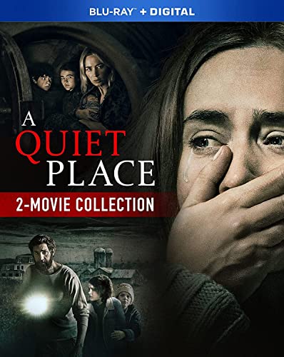 Blu-ray cover for "A Quiet Place" showing a family in peril.