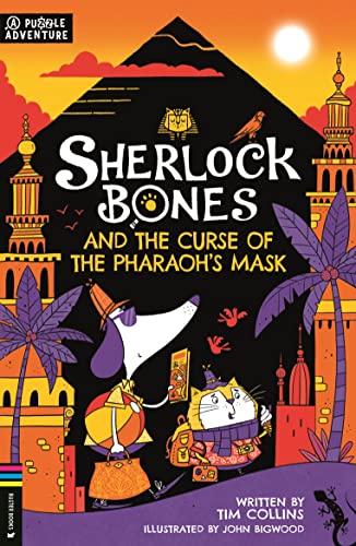 Book cover featuring a dog and cat detective duo in front of Egyptian architecture.