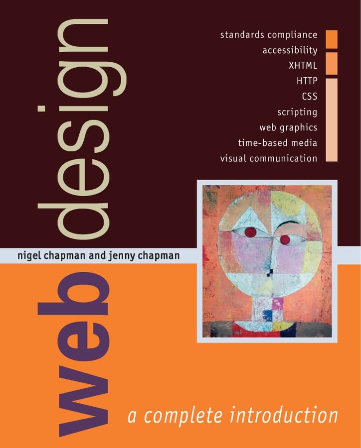 Book cover for "Web Design: A Complete Introduction" with abstract art.