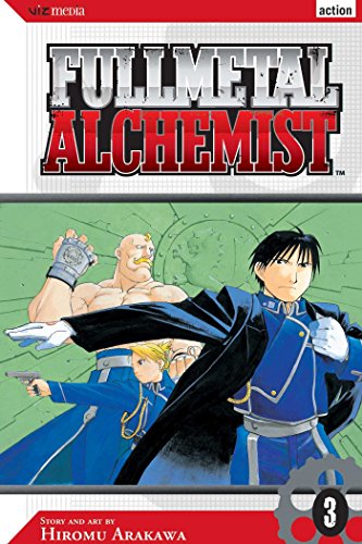 Fullmetal Alchemist manga volume 3 cover featuring Roy Mustang, Riza Hawkeye, and Alex Armstrong.
