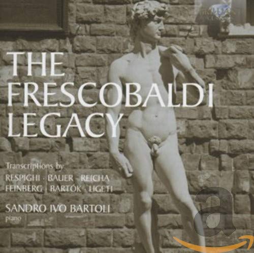 CD cover featuring a statue and text: "The Frescobaldi Legacy," piano music.