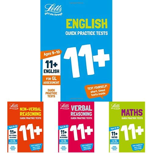 Letts 11+ Quick Practice Tests Age 9-10 For The Gl Assessment Tests - 4 Books Set