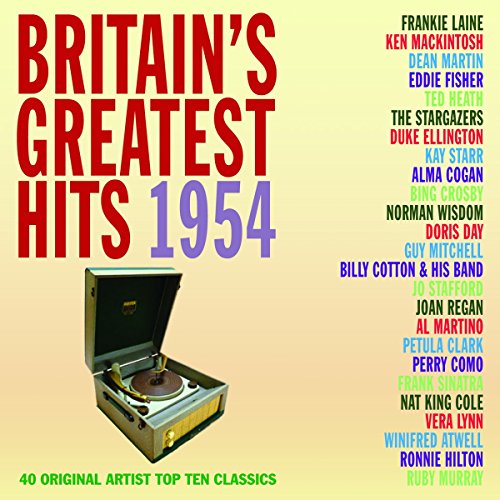 CD cover for “Britains Greatest Hits 1954” with a record player image.