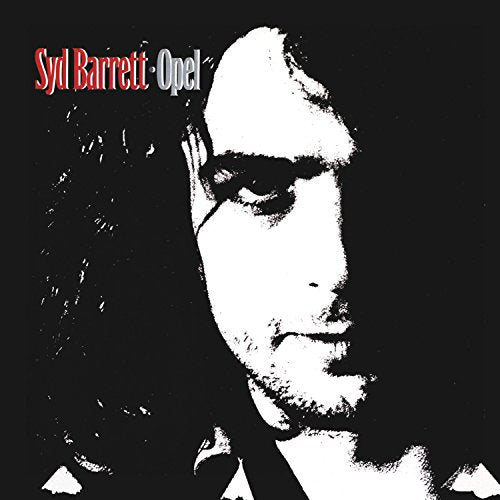 Black and white portrait of Syd Barrett on an album cover.