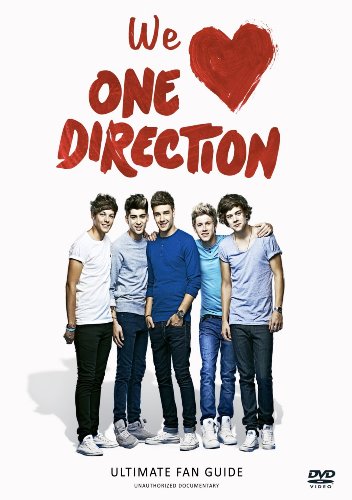 One Direction DVD cover featuring the band members and red heart graphic.