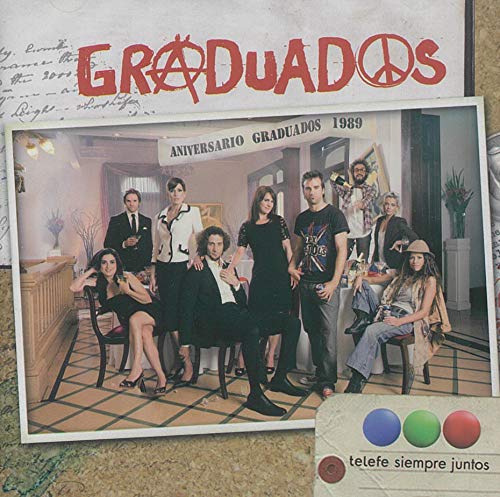 CD cover for "Graduados" featuring a group portrait and colorful logo.