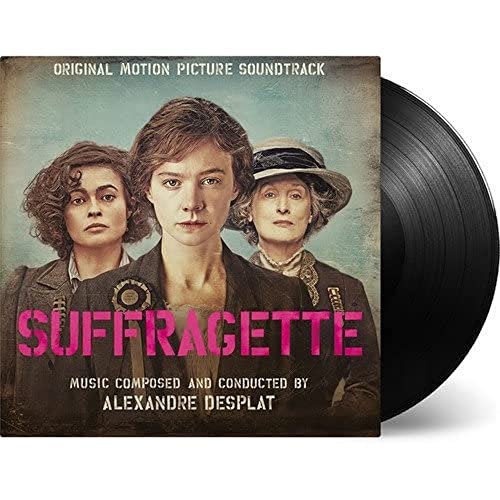 “Suffragette” soundtrack vinyl record with three women on the cover.