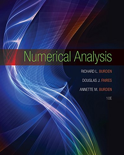 Textbook cover for "Numerical Analysis" with abstract blue and red swirls.