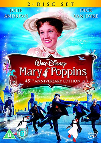 Mary Poppins DVD cover featuring Julie Andrews and whimsical imagery.