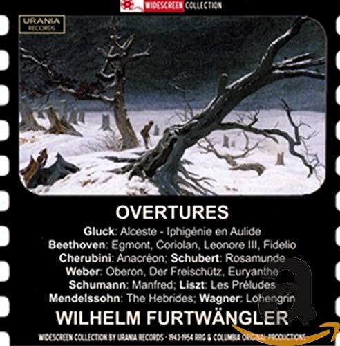 CD cover: snowy trees, text listing composers and "Overtures" title.