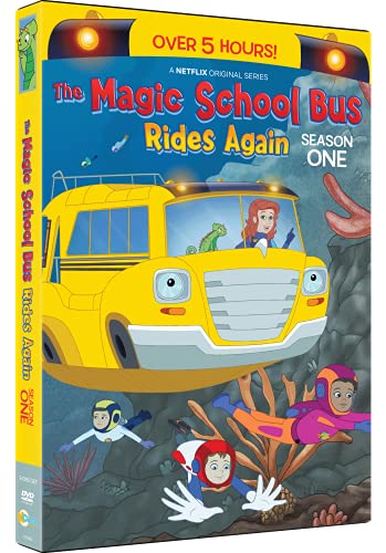 DVD cover for “Magic School Bus Rides Again” featuring a yellow school bus.