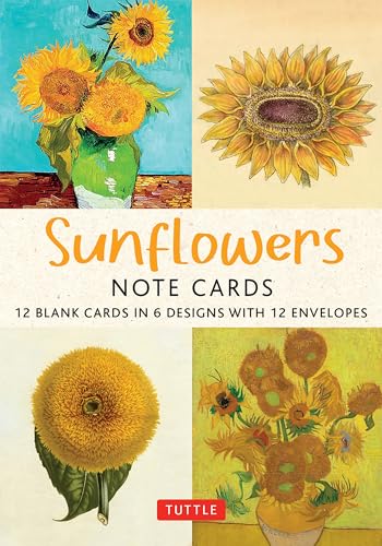 Sunflowers - 12 Blank Note Cards : 12 Blank Cards in 6 Designs with 12 Envelopes in a Keepsake Box