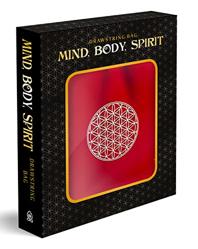 White Embroidered Flower of Life on Red Drawstring Bag
