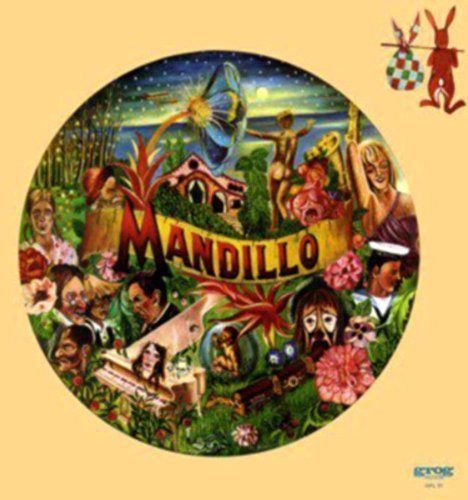 CD cover art: colorful, surreal landscape with figures and large text “Mandillo”.