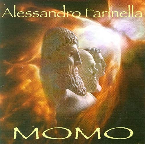 CD cover for Alessandro Farinella’s “Momo” featuring sculpted heads in orange hues.