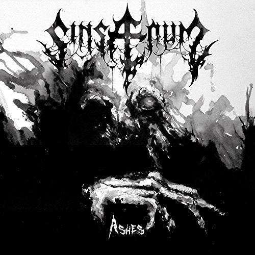 Sinsaenum album cover, "Ashes," with black and white skeletal imagery.