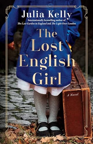 Book cover: girl in blue coat with vintage suitcase.