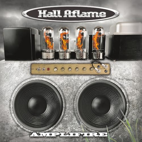 CD cover for Hall Aflame’s “Amplifire” featuring a vintage amplifier and speakers.