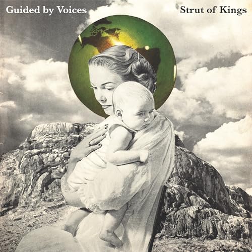 Album cover: woman and baby with a green orb and cloudy sky.