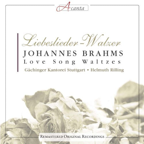 CD cover for Brahms’ “Liebeslieder-Walzer” featuring roses and text.