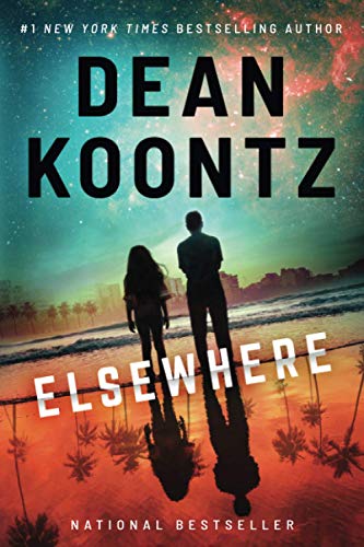 Book cover for "Elsewhere" by Dean Koontz, showing figures on a beach.