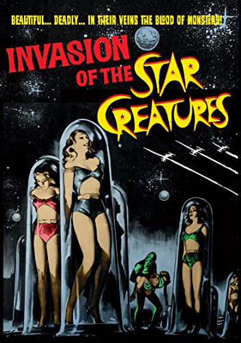 DVD cover for "Invasion Of The Star Creatures" with women in spacesuits.
