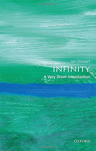 Book cover for Infinity: A Very Short Introduction by Ian Stewart with abstract green background.
