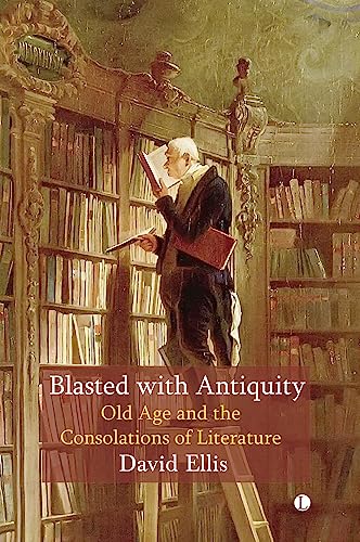 Book cover depicting an older man reading in a grand library.
