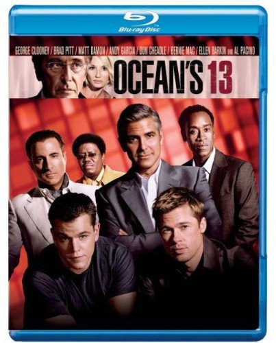 Blu-ray cover for Ocean's 13 featuring a cast ensemble against a red background.