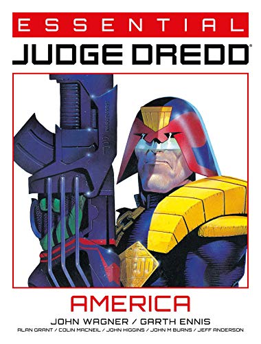 Comic book cover featuring Judge Dredd in a dark, gritty American cityscape illustration.