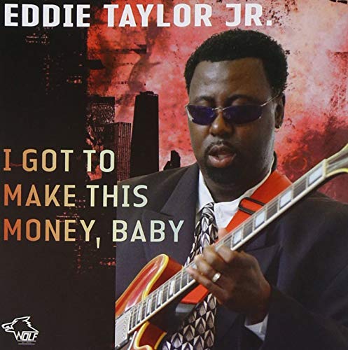 Album cover of Eddie Taylor Jr. playing a guitar againstL against a city background.
