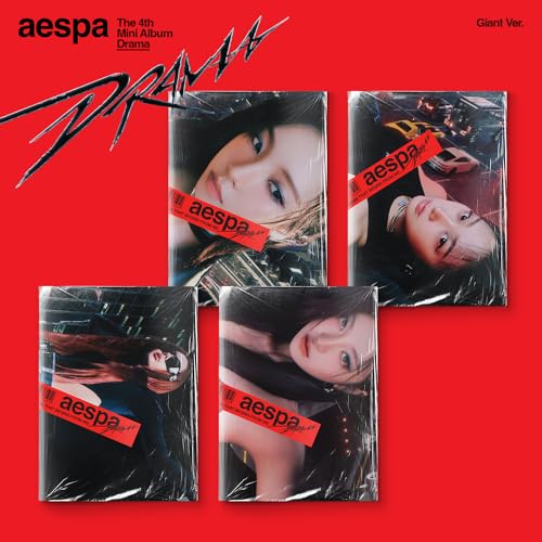 Aespa “Drama” album: four CD cases with portraits of a woman.
