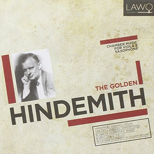 CD cover featuring a portrait of composer Paul Hindemith and red geometric shapes.